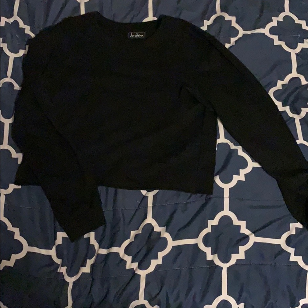Black, long sleeved crop top with stylish rips